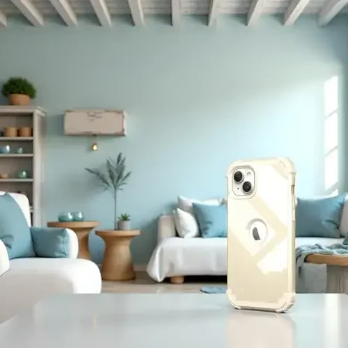 iPhone 15 Plus uchun ekran himoyachisi bilan IDweel g'ilofi, 3 in 1 zarbga chidamli nozik moslashuvchan gibrid og'ir yukga bardoshli qattiq kompyuter qopqog'i yumshoq silikon bamper to'liq korpus (Glitter Yellow) - 3