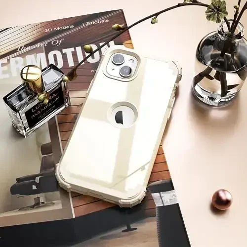 iPhone 15 Plus uchun ekran himoyachisi bilan IDweel g'ilofi, 3 in 1 zarbga chidamli nozik moslashuvchan gibrid og'ir yukga bardoshli qattiq kompyuter qopqog'i yumshoq silikon bamper to'liq korpus (Glitter Yellow) - 4