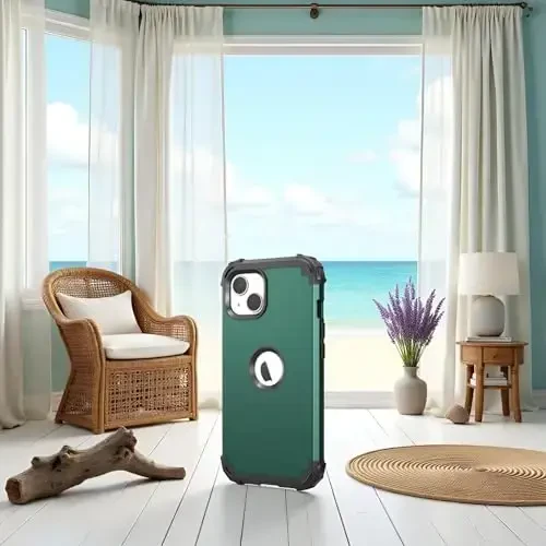 iPhone 15 Plus uchun ekran himoyachisi bilan IDweel g'ilofi, 3 tasi 1da zarbga chidamli ingichka gibrid kuchli kompyuter qopqog'i yumshoq silikon bamperli to'liq korpus (grafit yashil/qora) - 3