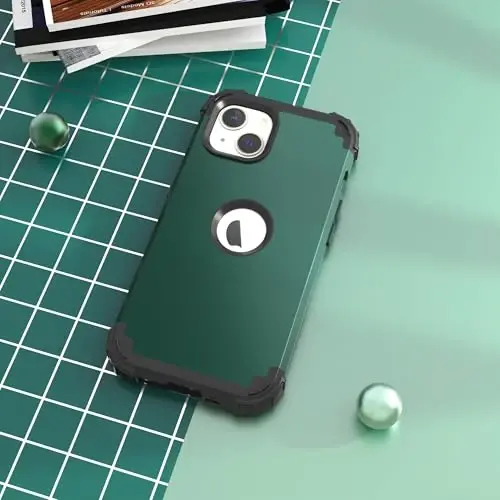 iPhone 15 Plus uchun ekran himoyachisi bilan IDweel g'ilofi, 3 tasi 1da zarbga chidamli ingichka gibrid kuchli kompyuter qopqog'i yumshoq silikon bamperli to'liq korpus (grafit yashil/qora) - 4