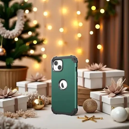 iPhone 15 Plus uchun ekran himoyachisi bilan IDweel g'ilofi, 3 tasi 1da zarbga chidamli ingichka gibrid kuchli kompyuter qopqog'i yumshoq silikon bamperli to'liq korpus (grafit yashil/qora) - 5