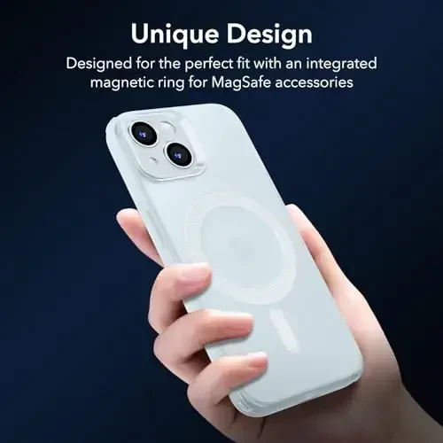 iPhone 15 Plus uchun ESR g'ilofi, MagSafe bilan mos, harbiy darajadagi himoya, sarg'ayish va tirnalishga chidamli, iPhone 15 Plus uchun magnit telefon g'ilofi, Zero seriyasi, muzli ko'k - 4