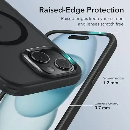 iPhone 15 Plus uchun ESR g'ilofi, MagSafe bilan mos, harbiy darajadagi himoya, sarg'ayishga chidamli, tirnalishga chidamli orqa, iPhone 15 Plus uchun magnit telefon g'ilofi, Classic Series, muzli qora - 5