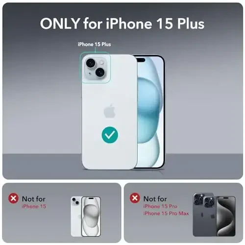 iPhone 15 Plus uchun ESR g'ilofi, MagSafe bilan mos, harbiy darajadagi himoya, sarg'ayishga chidamli, tirnalishga chidamli orqa, iPhone 15 Plus uchun magnitli telefon g'ilofi, Classic Series, Clear Blue - ESR (1)