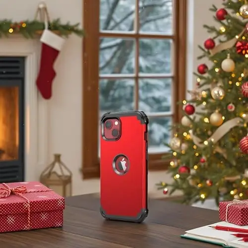 iPhone 15 Plus uchun IDweel g'ilofi, ekran himoyachisi bilan, 3 tasi 1 da zarbga chidamli ingichka gibrid kuchli kompyuter qopqog'i yumshoq silikon bamperli to'liq korpus (qizil) - 5