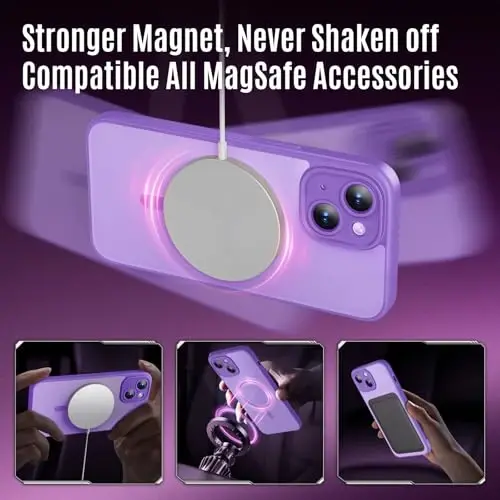 iPhone 15 Plus uchun Symcele dizayni, MagSafe bilan mos, Maxfiylik ekran himoyachilari X2 bilan, [Kamera himoyasi] [15FT Harbiy tomchi himoyasi] Zarba o'tkazmaydigan telefon qutisi, 6,7