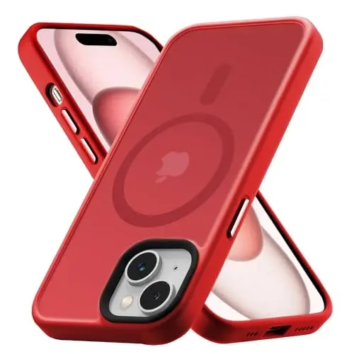 Tigowos for iPhone 15 Plus&iPhone 14 Plus Phone Case Fits MagSafe 10FT Drop Resistant Matte Skin Feeling Back Cover for iPhone 15 Plus&iPhone 14 Plus Case，Red 