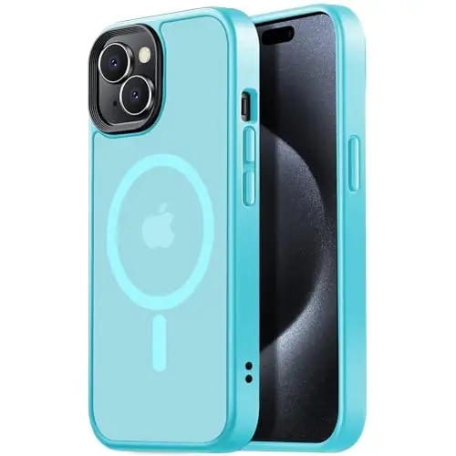 Tigowos for iPhone 15 Plus&iPhone 14 Plus Phone Case Fits MagSafe 10FT Drop Resistant Matte Skin Feeling Back Cover for iPhone 15 Plus&iPhone 14 Plus Case，Fluorescent Blue 