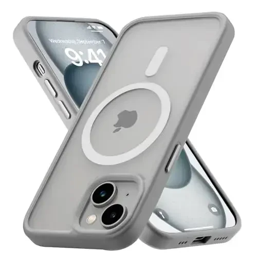 Tigowos for iPhone 15 Plus&iPhone 14 Plus Phone Case Fits MagSafe 10FT Drop Resistant Matte Skin Feeling Back Cover for iPhone 15 Plus&iPhone 14 Plus Case,Grey - TIGOWOS