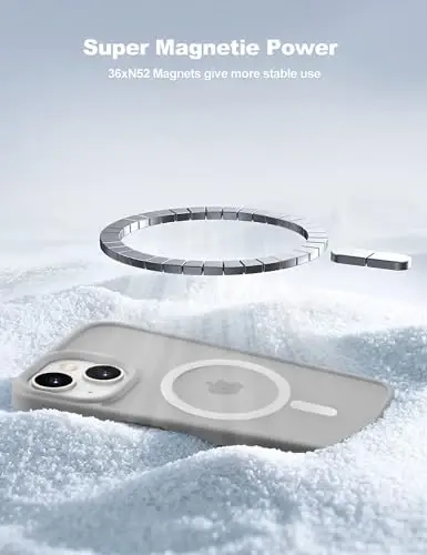 Tigowos for iPhone 15 Plus&iPhone 14 Plus Phone Case Fits MagSafe 10FT Drop Resistant Matte Skin Feeling Back Cover for iPhone 15 Plus&iPhone 14 Plus Case,Grey 