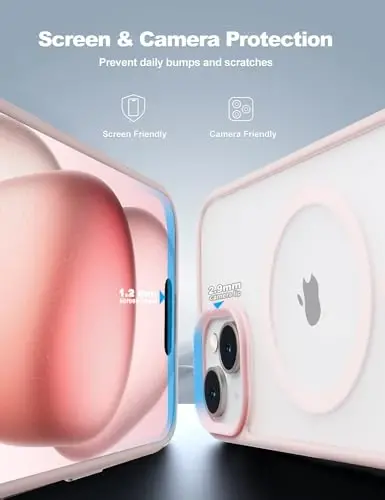 Tigowos for iPhone 15 Plus&iPhone 14 Plus Phone Case Fits MagSafe 10FT Drop Resistant Matte Skin Feeling Back Cover for iPhone 15 Plus&iPhone 14 Plus Case, Pink - 10