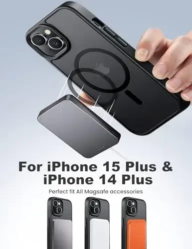 Tigowos for iPhone 15 Plus&iPhone 14 Plus Phone Case Fits MagSafe 10FT Drop Resistant Matte Skin Feeling Back Cover for iPhone 15 Plus&iPhone 14 Plus Case，Black - 3
