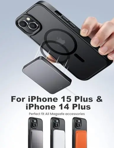 iPhone 15 Plus ve iPhone 14 Plus için Tigowos Telefon Kılıfı MagSafe Uyumlu 3 Metreden Düşmeye Dayanıklı Mat Cilt Hissiyatlı Arka Kapak, Siyah | MagSafe Uyumlu, 3 Metreden Düşmeye Dayanıklı, Mat Cilt Hissiyatlı, Arka Kapak - TIGOWOS (1)