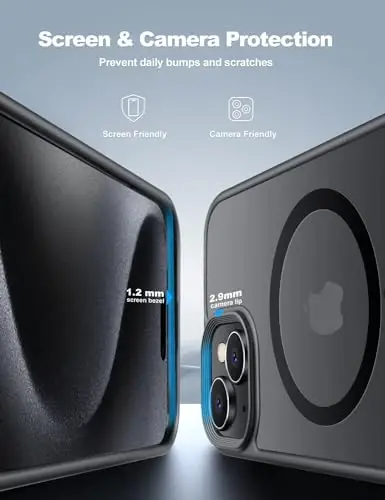 iPhone 15 Plus ve iPhone 14 Plus için Tigowos Telefon Kılıfı MagSafe Uyumlu 3 Metreden Düşmeye Dayanıklı Mat Cilt Hissiyatlı Arka Kapak, Siyah | MagSafe Uyumlu, 3 Metreden Düşmeye Dayanıklı, Mat Cilt Hissiyatlı, Arka Kapak - 4