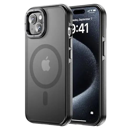 Tigowos for iPhone 15 Plus&iPhone 14 Plus Phone Case Fits MagSafe 10FT Drop Resistant Matte Skin Feeling Back Cover for iPhone 15 Plus&iPhone 14 Plus Case，Bumper Black 
