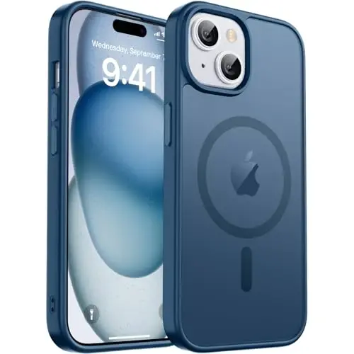 zapica Magnetic for iPhone 15 Plus Case & iPhone 14 Plus Case, [Compatible with MagSafe] [Military Grade Drop Protection] Translucent Matte Shockproof Anti-Scratch Phone Cover, Dark Blue 