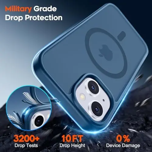 zapica Magnetic for iPhone 15 Plus Case & iPhone 14 Plus Case, [Compatible with MagSafe] [Military Grade Drop Protection] Translucent Matte Shockproof Anti-Scratch Phone Cover, Dark Blue - 3