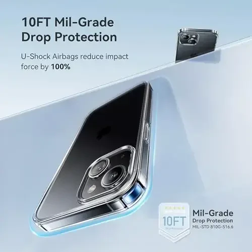 CASEKOO for iPhone 15 Plus/ 14 Plus Case Crystal Clear, [Never Yellow Technology] [Military-Grade Protection] Transparent Slim Cover Women Men Phone 16 Pro Case 6.7 inch, Clear - 3