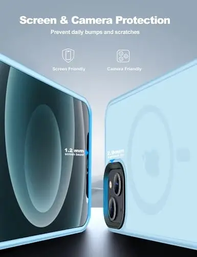 Tigowos for iPhone 15 Plus&iPhone 14 Plus Phone Case Fits MagSafe 10FT Drop Resistant Matte Skin Feeling Back Cover for iPhone 15 Plus&iPhone 14 Plus Case，Light Blue 
