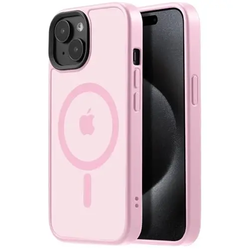 Tigowos for iPhone 15 Plus&iPhone 14 Plus Phone Case Fits MagSafe 10FT Drop Resistant Matte Skin Feeling Back Cover for iPhone 15 Plus&iPhone 14 Plus Case，Light Pink 