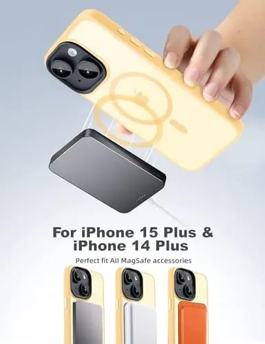 Tigowos for iPhone 15 Plus&iPhone 14 Plus Phone Case Fits MagSafe 10FT Drop Resistant Matte Skin Feeling Back Cover for iPhone 15 Plus&iPhone 14 Plus Case，Orange - 2