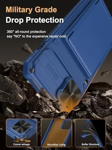 Vihibii for iPhone 15 Plus/iPhone 14 Plus Wallet Case with Card Holder (4 Cards), [RFID Blocking] & Slide Lens Camera Cover & Raised Edges Protect Screen, Shockproof Rugged Wallet Phone Case, Blue - 5