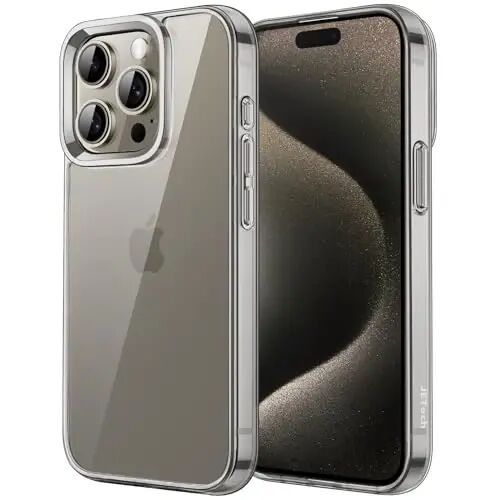 JETech Case for iPhone 15 Pro 6.1-Inch, Non-Yellowing Shockproof Phone Bumper Cover, Anti-Scratch Clear Back (Natural Titanium) - 1