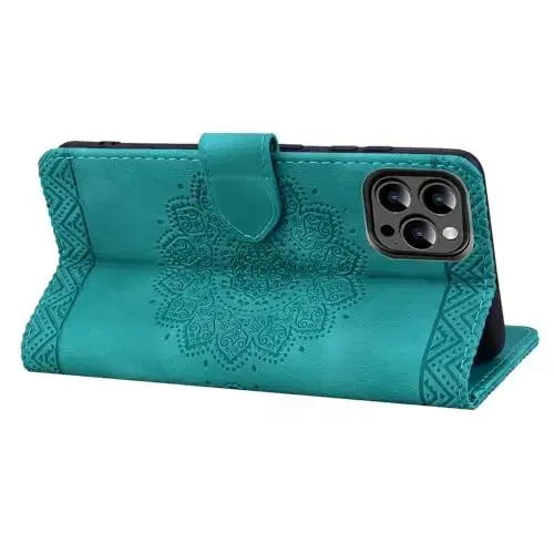 Rosbtib Flip Case for iPhone 15 Pro 6.1 Inch Cover, Vintage Premium PU Leather Wallet Phone Case with Mandala Embossed Design Cover for iPhone 15 Pro 6.1