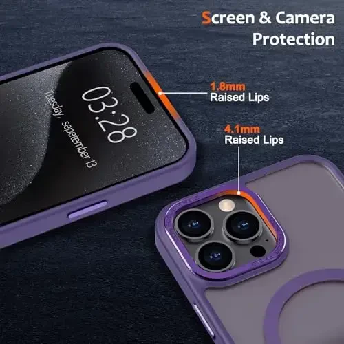 Anuck Case for iPhone 15 Pro Case Magnetic Phone Case Compatible with MagSafe, Soft TPU Bumper Hard Translucent Matte Back Slim Fit Shockproof Protective Cover for Men Women Girls - Dark Purple - 3