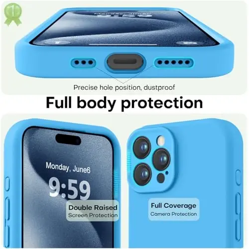 iPhone 15 Pro için AŞK 3000 Kılıfı, Birinci Sınıf Silikon [Yumuşak Çizilmez Mikrofiber Astar] Darbeye Dayanıklı Koruyucu Telefon Kılıfı Erkekler Kadınlar Kızlar 6.1