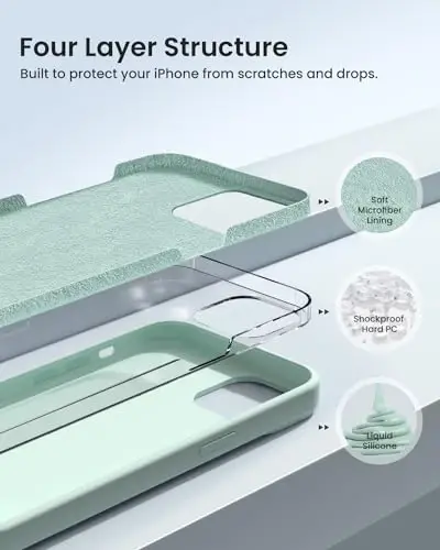 BUYDOT for iPhone 15 Pro Case Liquid Silicone Slim Shockproof Protective Cover 6.1 Inch Anti-Scratch Drop Protection,Light Mint - 2