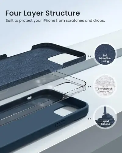 BUYDOT for iPhone 15 Pro Case Liquid Silicone Slim Shockproof Protective Cover 6.1 Inch Anti-Scratch Drop Protection,Deep Navy - 2