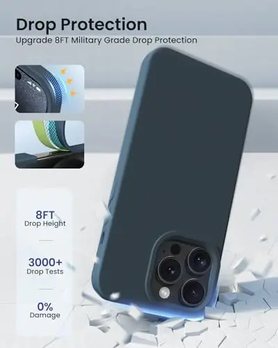 BUYDOT for iPhone 15 Pro Case Liquid Silicone Slim Shockproof Protective Cover 6.1 Inch Anti-Scratch Drop Protection,Deep Navy - 4