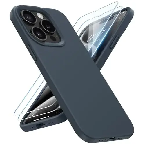 BUYDOT for iPhone 15 Pro Case Liquid Silicone Slim Shockproof Protective Cover 6.1 Inch Anti-Scratch Drop Protection,Midnight Blue - 1