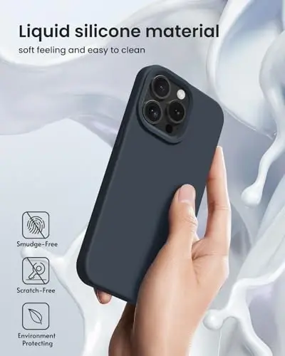 BUYDOT for iPhone 15 Pro Case Liquid Silicone Slim Shockproof Protective Cover 6.1 Inch Anti-Scratch Drop Protection,Midnight Blue - 5