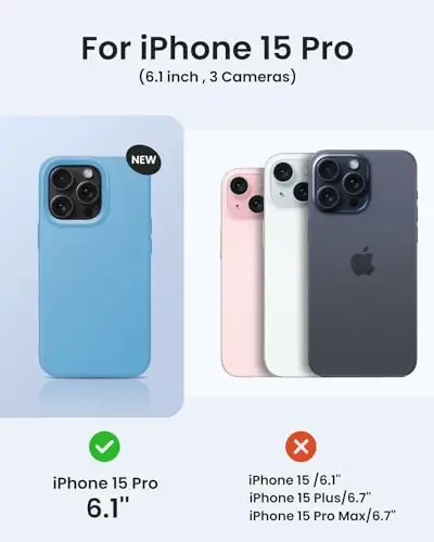 BUYDOT for iPhone 15 Pro Case Liquid Silicone Slim Shockproof Protective Cover 6.1 Inch Anti-Scratch Drop Protection,Cornflower - 6