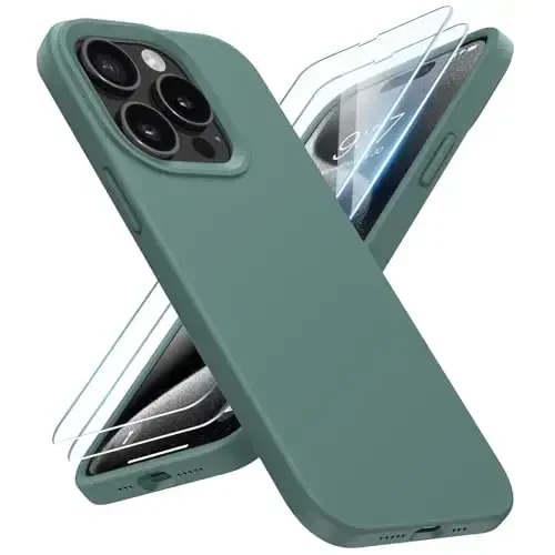 BUYDOT for iPhone 15 Pro Case Liquid Silicone Slim Shockproof Protective Cover 6.1 Inch Anti-Scratch Drop Protection,Forest Green - BUYDOT