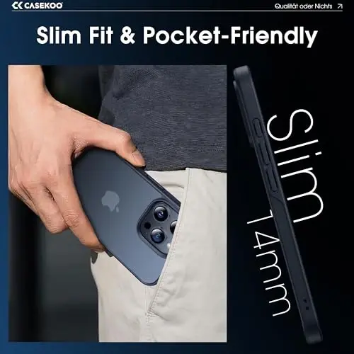 CASEKOO for iPhone 15 Pro Case, [Never Yellow Technology] [Mil-Grade Drop Protection] Translucent Slim Cover Women Men for iPhone 15 Pro Phone Case 6.1 inch, Frosted Black - 5