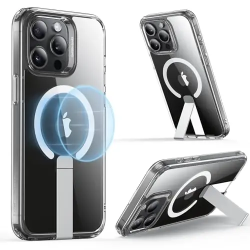 iPhone 15 Pro için ESR Kickstand'li Kılıf, Askeri Sınıf Darbe Koruması, Manyetik Tamamen Ayarlanabilir Flickstand Telefon Kılıfı, MagSafe Aksesuarları ile Uyumlu, Boost Serisi, Şeffaf - 1