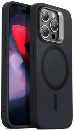 ESR for iPhone 15 Pro Case, MagSafe Silicone Case with Stand, Military-Grade Protection, Built-in Camera Stash Stand, Magnetic Phone Case for iPhone 15 Pro, Cloud Series,Black - 4