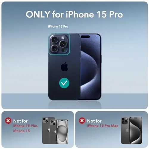 ESR for iPhone 15 Pro Case, Military-Grade Protection with Shock-Absorbing Corners, Scratch-Resistant and Anti-Yellowing Acrylic Back, Slim Protective Phone Case, Air-Armor Series, Clear Dark Blue - ESR (1)