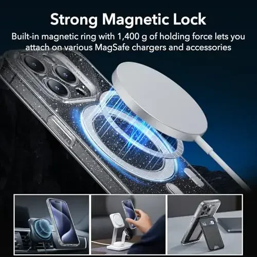 ESR for iPhone 15 Pro Case, Compatible with MagSafe, Military-Grade Protection, Resists Yellowing and Scratches, Magnetic Phone Case for iPhone 15 Pro, Zero Series, Clear Shimmer - 5