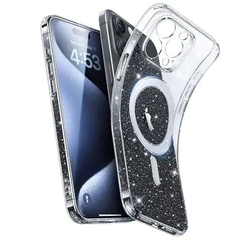 ESR for iPhone 15 Pro Case, Compatible with MagSafe, Military-Grade Protection, Resists Yellowing and Scratches, Magnetic Phone Case for iPhone 15 Pro, Zero Series, Clear Shimmer - ESR