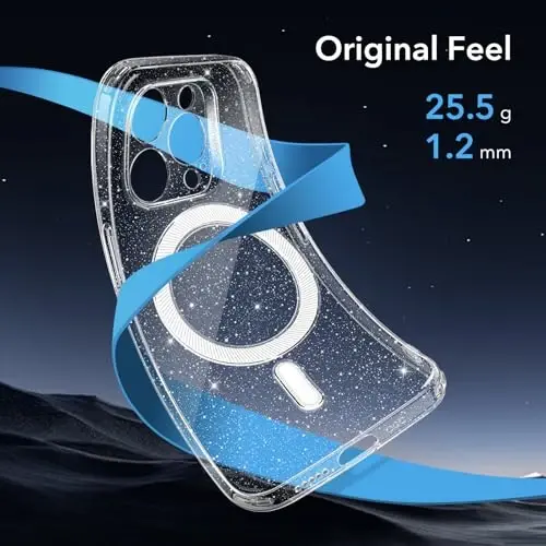 ESR for iPhone 15 Pro Case, Compatible with MagSafe, Military-Grade Protection, Resists Yellowing and Scratches, Magnetic Phone Case for iPhone 15 Pro, Zero Series, Clear Shimmer - 3