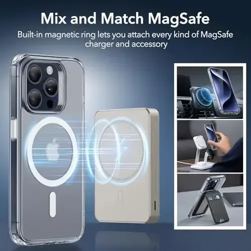 ESR for iPhone 15 Pro Case, Compatible with MagSafe, Military-Grade Protection, Yellowing Resistant, Scratch-Resistant Back, Magnetic Phone Case for iPhone 15 Pro, Classic Series, Frosted Clear - 6