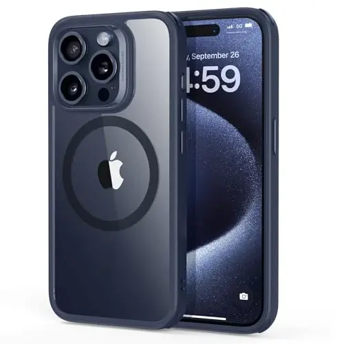 ESR for iPhone 15 Pro Case, Compatible with MagSafe, Military-Grade Protection, Yellowing Resistant, Scratch-Resistant Back, Magnetic Phone Case for iPhone 15 Pro, Classic Series, Clear Dark Blue - 1