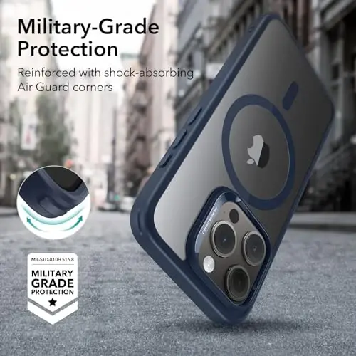 ESR for iPhone 15 Pro Case, Compatible with MagSafe, Military-Grade Protection, Yellowing Resistant, Scratch-Resistant Back, Magnetic Phone Case for iPhone 15 Pro, Classic Series, Clear Dark Blue - 5