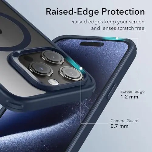 ESR for iPhone 15 Pro Case, Compatible with MagSafe, Military-Grade Protection, Yellowing Resistant, Scratch-Resistant Back, Magnetic Phone Case for iPhone 15 Pro, Classic Series, Clear Dark Blue - 6