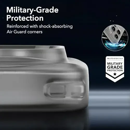 ESR for iPhone 15 Pro Case, Compatible with MagSafe, Military-Grade Protection, Resists Yellowing and Scratches, Magnetic Phone Case for iPhone 15 Pro, Zero Series, Frosted Grey - 6
