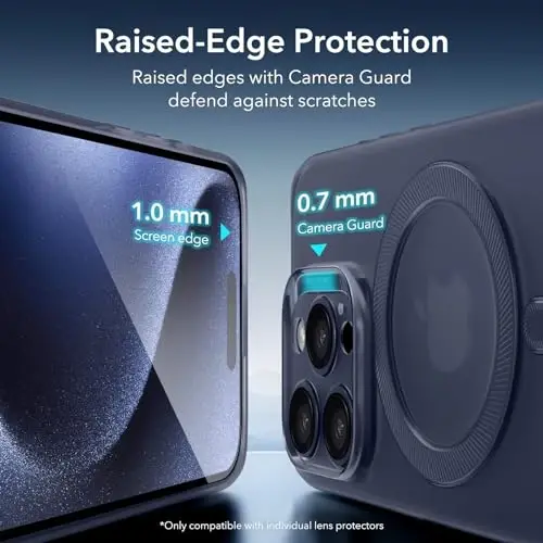 ESR for iPhone 15 Pro Case, Compatible with MagSafe, Military-Grade Protection, Resists Yellowing and Scratches, Magnetic Phone Case for iPhone 15 Pro, Zero Series, Frosted Dark Blue | Compatible with MagSafe, Slim, Military-Grade Drop Protection, Re 